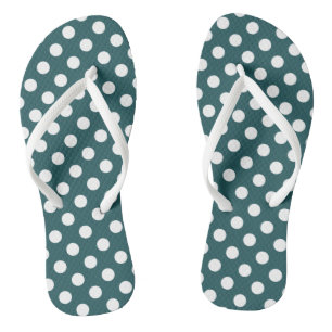 Chanclas Lunares blancos sobre azul verdoso