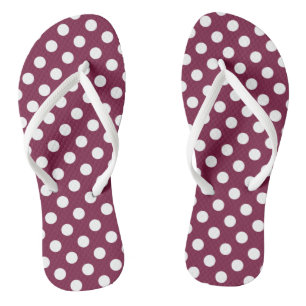 Chanclas Lunares blancos sobre burdeos