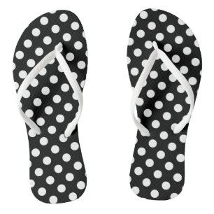 Chanclas Lunares blancos sobre negro