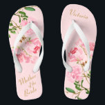 Chanclas Madre botánica rosa floral de Boda novia<br><div class="desc">Estos flultos de Boda rosado floral botánica madre de novia presentan un elegante diseño estético de pintura acuarela de flores de peonía rosada. Las hermosas sandalias son un regalo memorable para los miembros de la fiesta de bodas: novia, dama de honor, madre de la novia... Le añadirán una elegante dosis...</div>