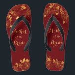 Chanclas Madre de la novia del oro Borgoña<br><div class="desc">Estos magníficos rollitos burdeos de follaje de oro de la Madre de la Novia tienen un fondo burdeos oscuro, adornado con un intrincado patrón dorado de vegetación floral y una tipografía moderna de personalizable. La combinación de los ricos burdeos y el oro brillante crean una estética elegante y lujosa. Es...</div>