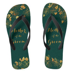 Chanclas Madre del follaje verde esmeralda y oro de Groom