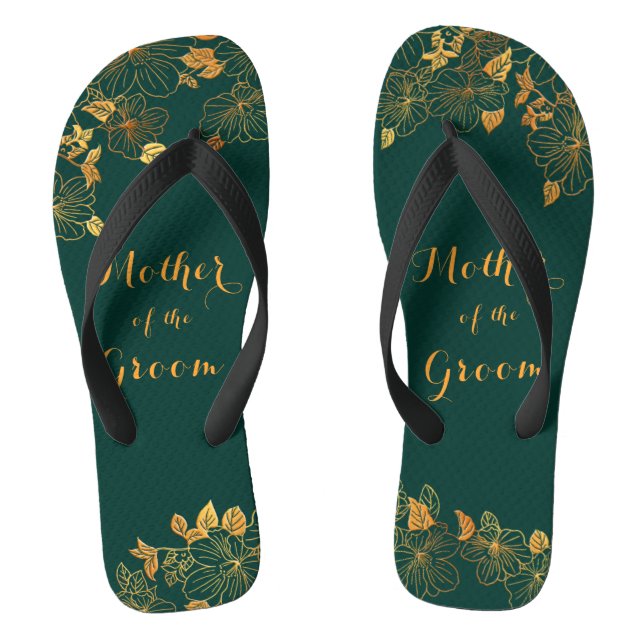 Chanclas Madre del follaje verde esmeralda y oro de Groom (Plantilla)