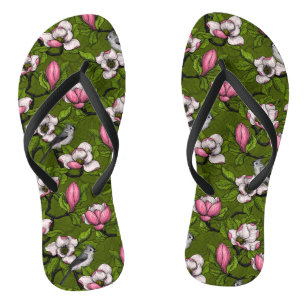Chanclas Magnolia y pájaro del titmouse 2