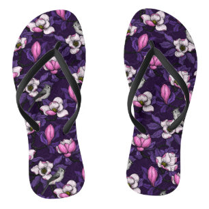 Chanclas Magnolia y pájaro del titmouse 4