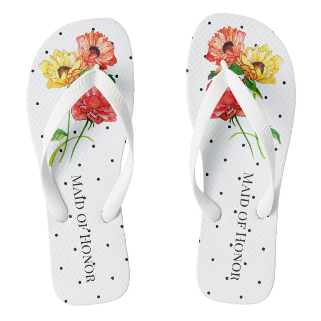 Chanclas Maid of Honor Polka Dot Floral (Plantilla)