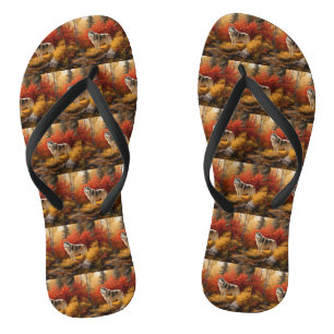 Chanclas Malamute de Alaska en Otoño Hojas Caídas Inspirad