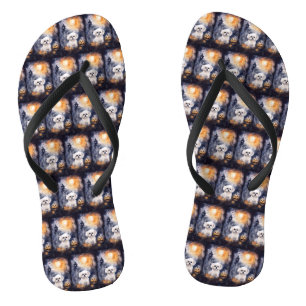 Chanclas Maltés de Halloween con calabazas aterradoras