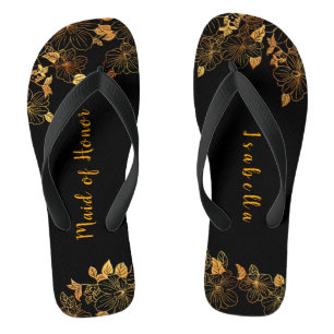 Chanclas Manada de honor verde esmeralda y oliage de oro