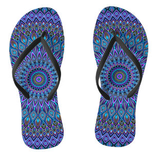 Chanclas Mandala Boho Azul Verde azulado Morado Peacock Gol
