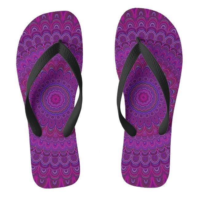 Chanclas Mandala de flores moradas (Plantilla)