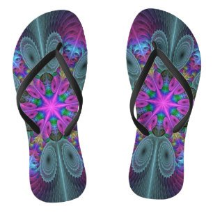 Chanclas Mandala Del Centro Colorido Arte Fractal Con Rosa