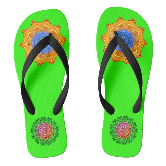 Chanclas Mandala Magic Chakra Mejora el verde brillante (Plantilla)