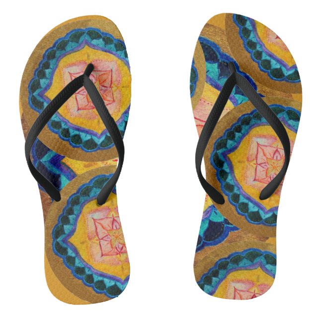 Chanclas Mandala pintada a mano Mandala Pareja de Flip Flop (Plantilla)