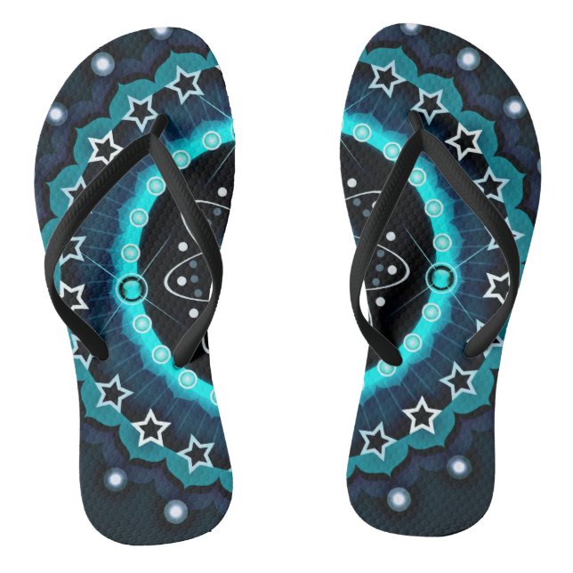 Chanclas Mandalas caleidoscópicas con fondo negro  (Plantilla)