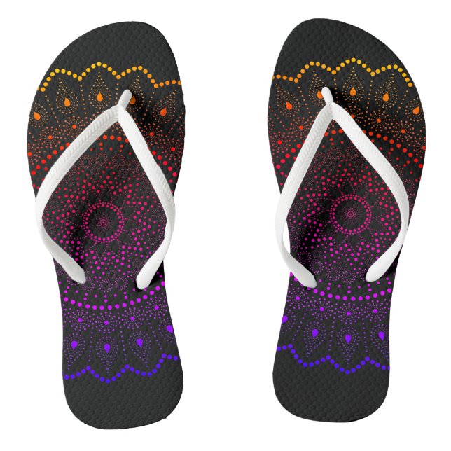 Chanclas Mandalas de lunares con arcoíris bohemio (Plantilla)