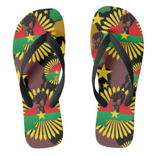 Chanclas Mapa de Burkina, bandera y puño de la revolución