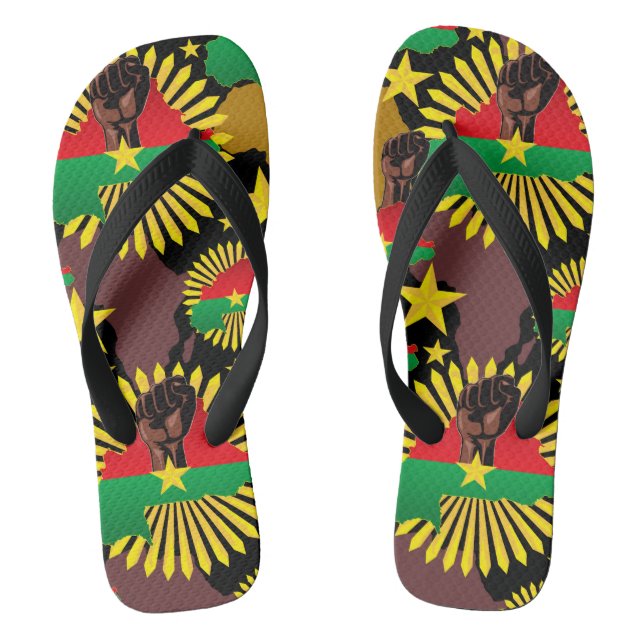 Chanclas Mapa de Burkina, bandera y puño de la revolución (Plantilla)