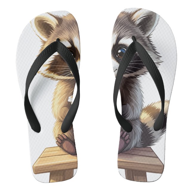 Chanclas Mapache bebiendo café helado (Plantilla)