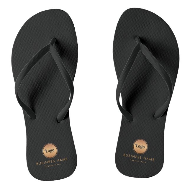 Chanclas Marca Gold Logo & Personalizado Text Business Comp (Plantilla)