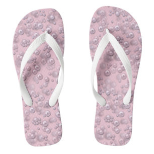 Chanclas Marcadores de perlas blancas en terciopelo rosa