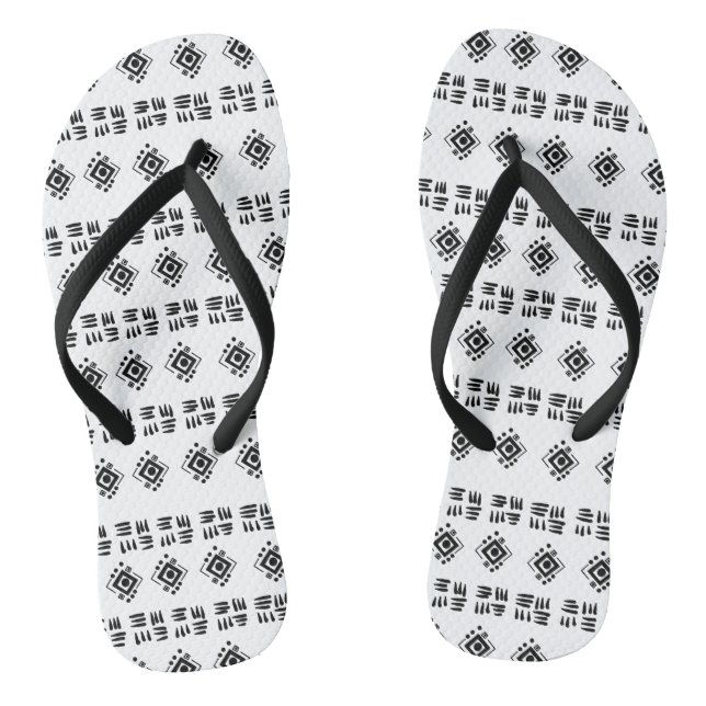 Chanclas Marcas Étnicas Blanco Negro (Plantilla)