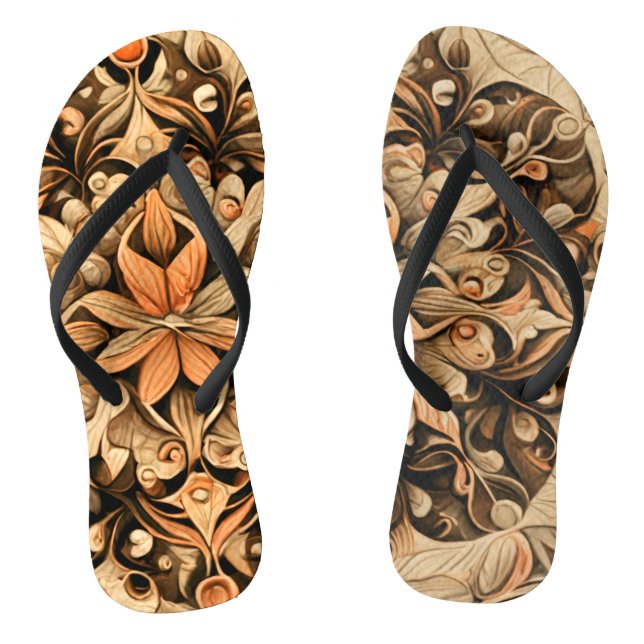 Chanclas Marco estético de decoración beige-marrón naranja (Plantilla)