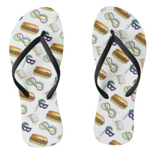 Chanclas Mardi Gras NOLA New Orleans Mask Beads Beignet