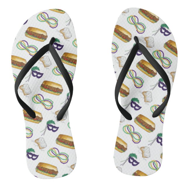 Chanclas Mardi Gras NOLA New Orleans Mask Beads Beignet (Plantilla)