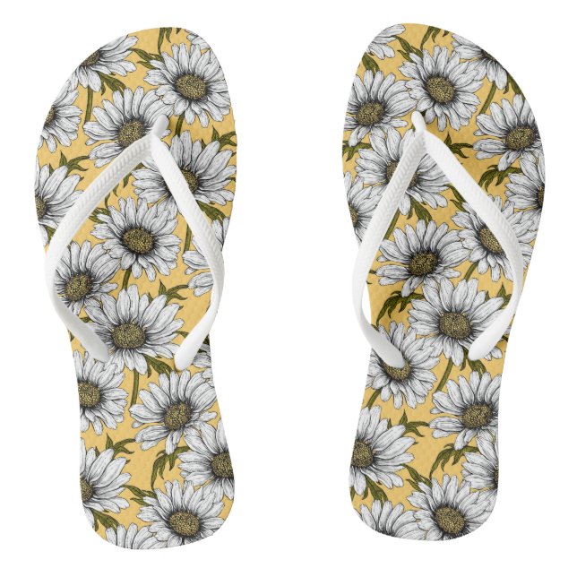 Chanclas Marinas blancas, flores silvestres en amarillo (Plantilla)