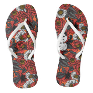 Chanclas Mariposa blanca y rosas