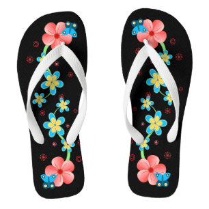 Chanclas Mariposa en Flores Rosa y Azul Flip Flops