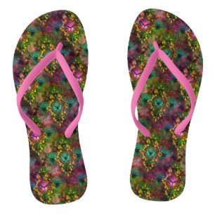 Chanclas mariposa pluma de pavo real victoriana elegante pú