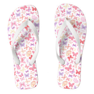 Chanclas Mariposas amarillas púrpura rosadas Colores pastel