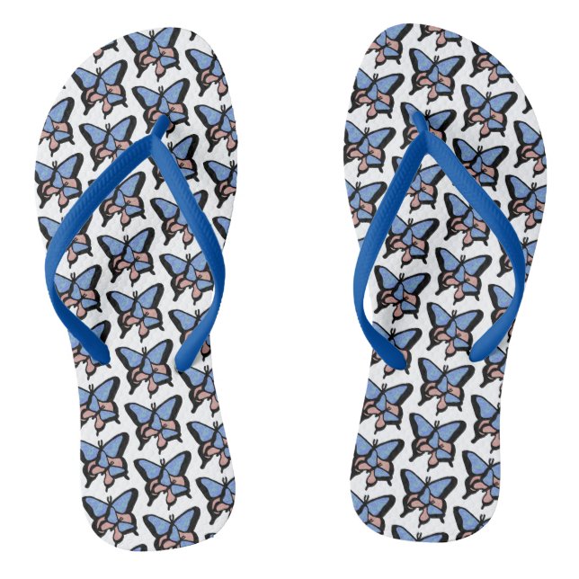 Chanclas Mariposas azules y rosadas Flip Flops (Plantilla)