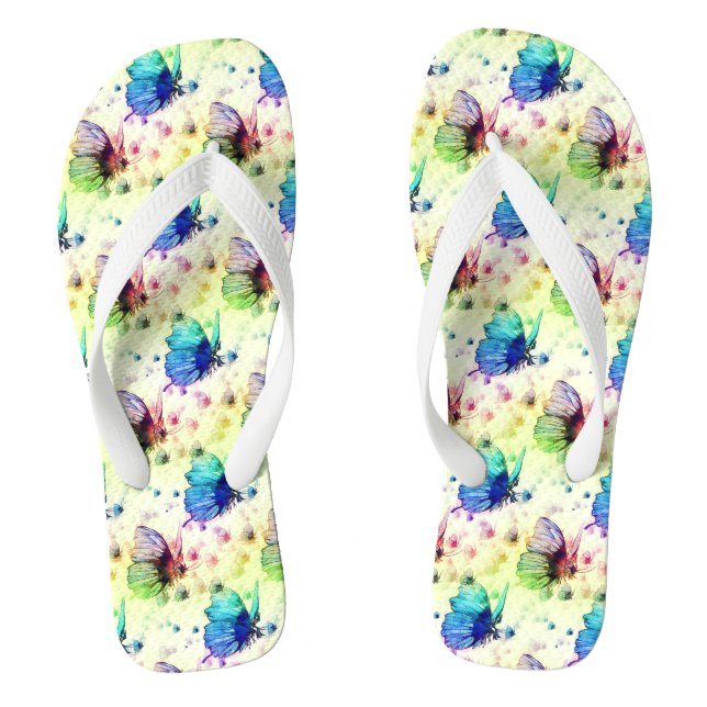 Chanclas Mariposas de color de agua Flip Flags (Plantilla)