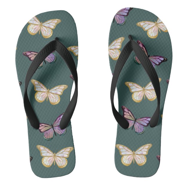 Chanclas Mariposas de fondo verde (Plantilla)