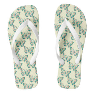Chanclas Mariposas florales de bonito Beige