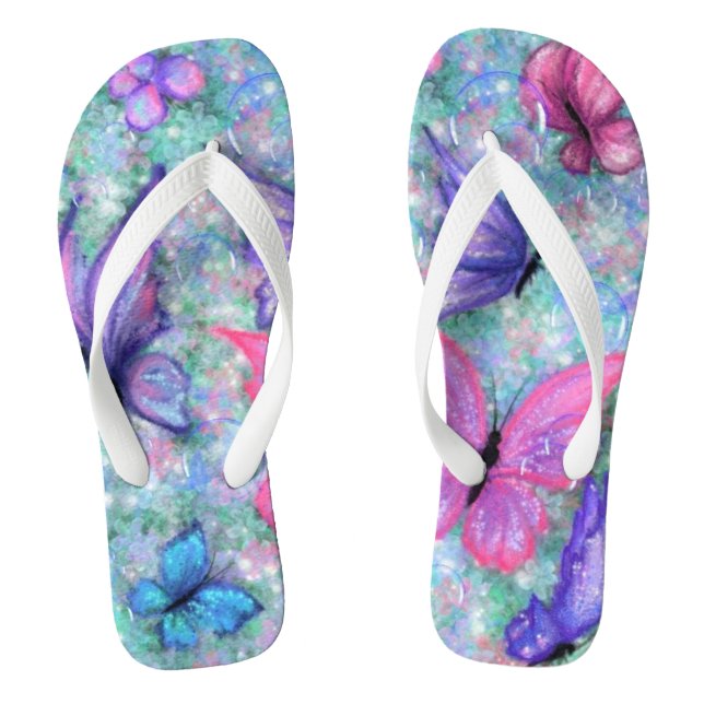 Chanclas Mariposas Púrpura Rosa Flip Flops (Plantilla)