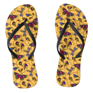 Chanclas Mariposas y libélulas de joyas en amarillo