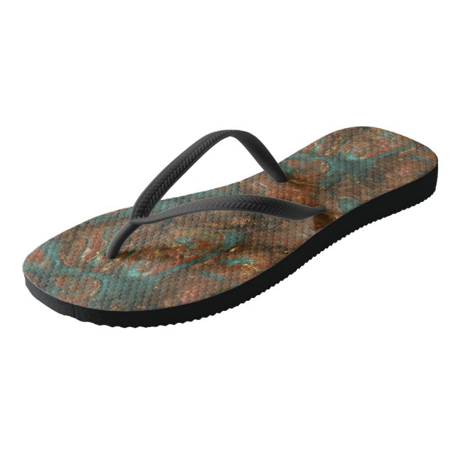 Chanclas Mármol abstracto turquesa y óxido (Angular)