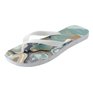 Chanclas Mármol girado azul, turquesa y dorado