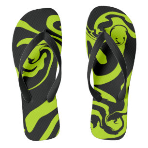 Chanclas Mármol giratorio retro verde lima y negro