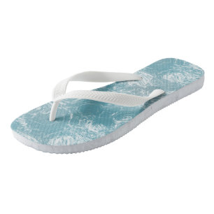 Chanclas Mármol turquesa y blanco remolino abstracto