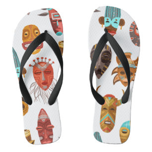 Chanclas Máscaras tribales étnicas africanas patrón continu