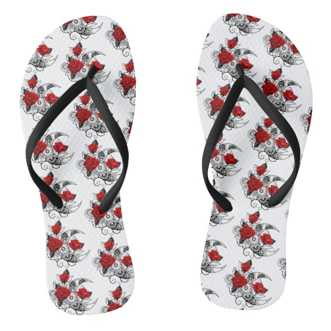 Chanclas Media luna mecánica con rosas rojas (Plantilla)