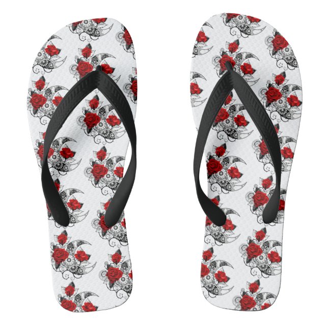 Chanclas Media luna mecánica con rosas rojas (Plantilla)