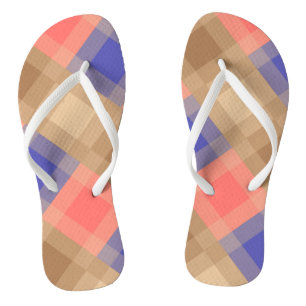 Chanclas Mega plaid de mediados de siglo - cacao y coral