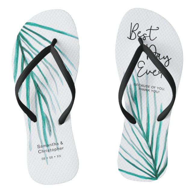 Chanclas Mejor Día de Boda de Playa Personalizada (Plantilla)