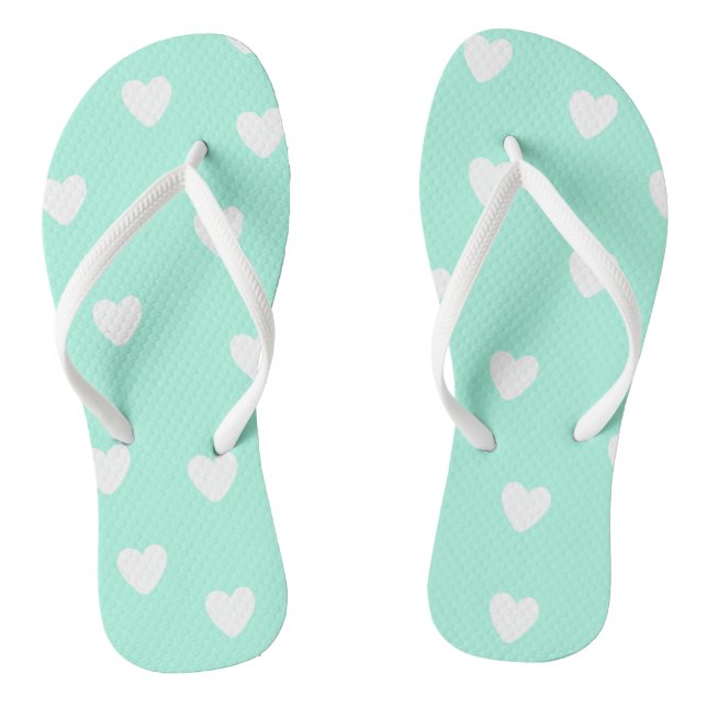 Chanclas Meme de Aqua con un patrón de corazón blanco lindo (Plantilla)